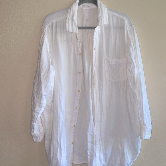 Free People Tops - Free People White Button Down Shirt XS